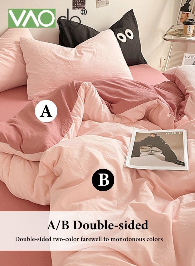 فاو دو مجموعة ملاءات سرير 4 قطع، من الألياف الدقيقة الناعمة - مجموعة لحاف مقاومة للانكماش والبهتان، مجموعة مفروشات سرير صديقة للبشرة، تشمل ملاءة سرير مجهزة وغطاء لحاف ووسادتين مقاس 200*230 سم - Image 3