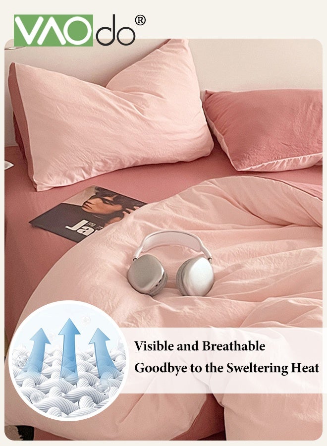 فاو دو مجموعة ملاءات سرير 4 قطع، من الألياف الدقيقة الناعمة - مجموعة لحاف مقاومة للانكماش والبهتان، مجموعة مفروشات سرير صديقة للبشرة، تشمل ملاءة سرير مجهزة وغطاء لحاف ووسادتين مقاس 200*230 سم - Image 5