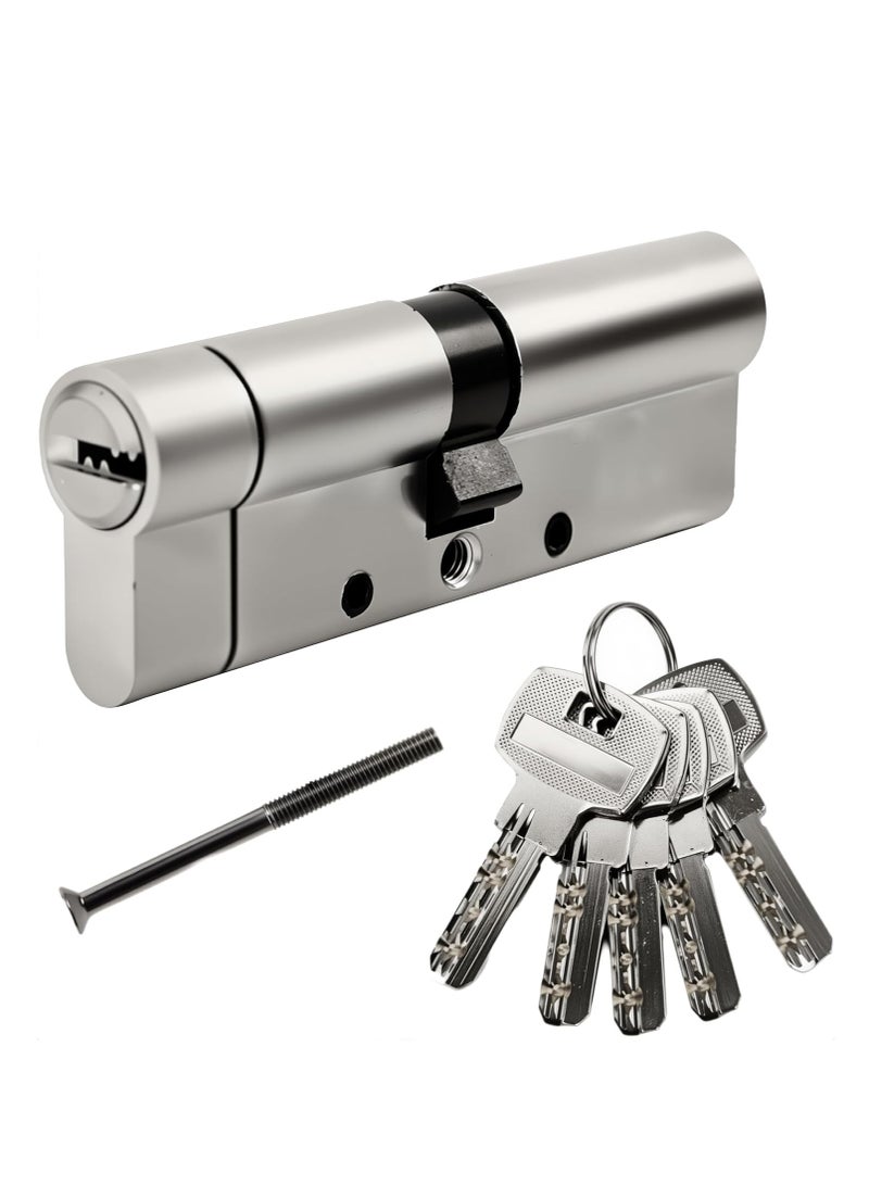 Midwest 80 mm (40/40) anti-snap Euro door cylinder, high security 6-pin, brass body, stainless steel reinforced anti-drill, anti-pick, anti-bump cylinder with 5 keys - Image 1