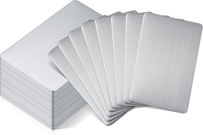 Yunsailing 30 Pieces 304 Stainless Steel Metal Business Cards Blank Steel Card Laser Engraving Stainless Cards for House Office Customer DIY Gift Plate Cards, 86 x 54 mm (0.8mm Thickness) - Image 1