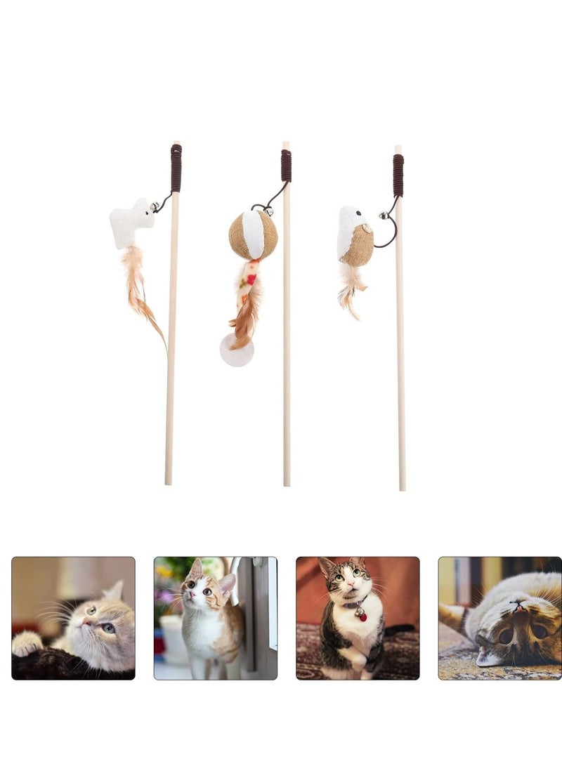 4 قطع من عصا اللعب والريشة المحفزة للقطط، عصا تحفيزية تفاعلية للقطط، ألعاب ممتعة للقطط، مستلزمات الحيوانات الأليفة، العب مع القط - Image 2