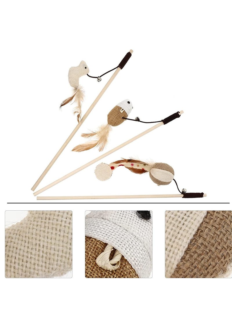 4 قطع من عصا اللعب والريشة المحفزة للقطط، عصا تحفيزية تفاعلية للقطط، ألعاب ممتعة للقطط، مستلزمات الحيوانات الأليفة، العب مع القط - Image 3