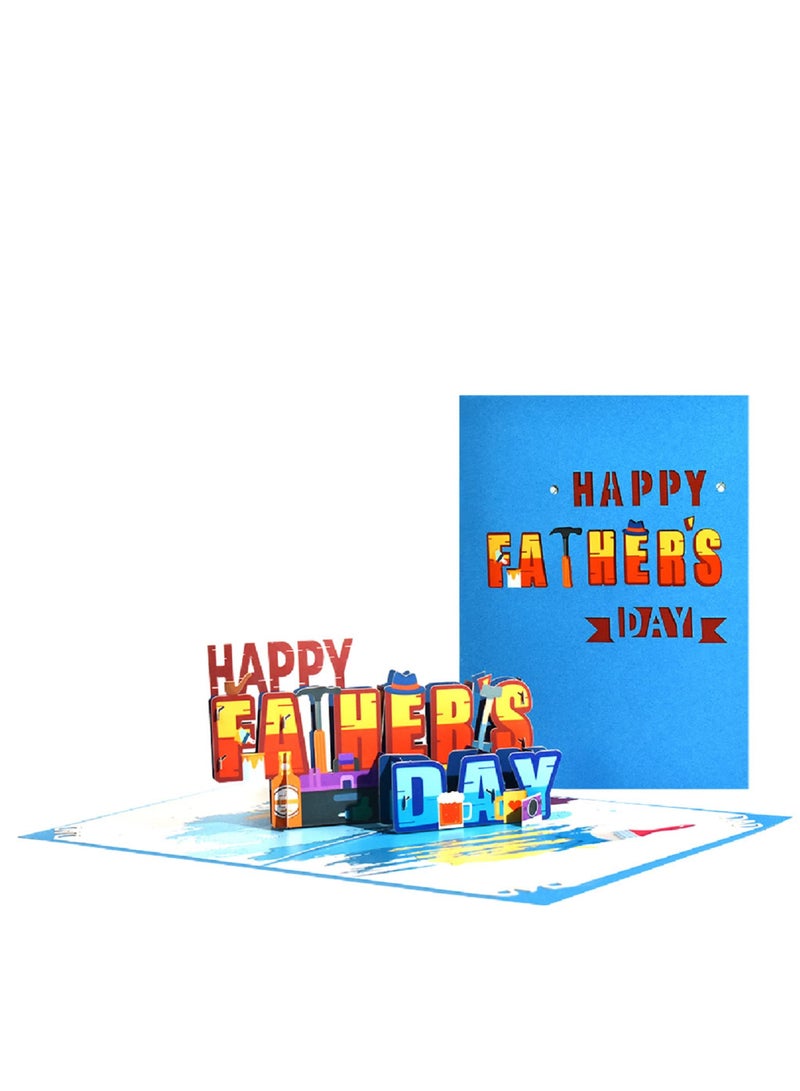 Excefore Fathers Day Pop Up Card, Fathers Day Card Pop Up Fathers Day Card gifts for fathers day for Husband Dad uncle grandpa, Happy Fathers Day Card from Daughter, Son, Wife, Kids - Image 2