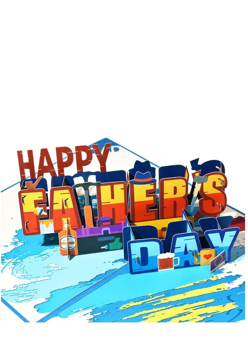 Excefore Fathers Day Pop Up Card, Fathers Day Card Pop Up Fathers Day Card gifts for fathers day for Husband Dad uncle grandpa, Happy Fathers Day Card from Daughter, Son, Wife, Kids - Image 1