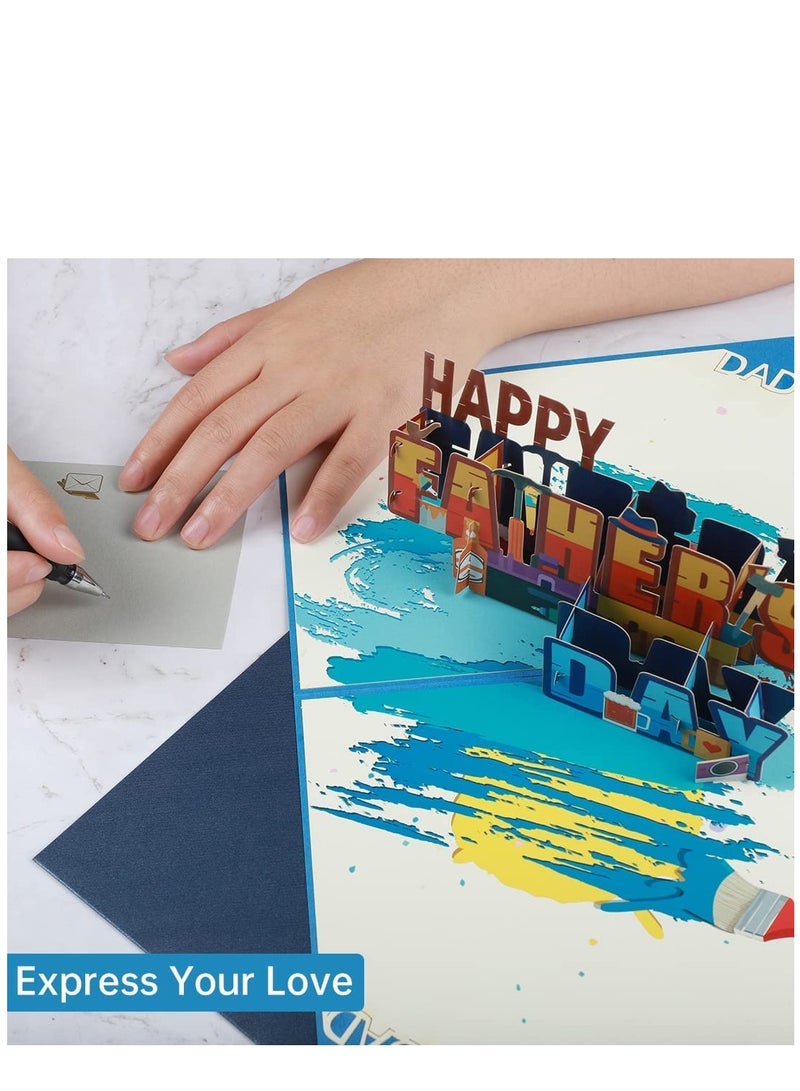 Excefore Fathers Day Pop Up Card, Fathers Day Card Pop Up Fathers Day Card gifts for fathers day for Husband Dad uncle grandpa, Happy Fathers Day Card from Daughter, Son, Wife, Kids - Image 5