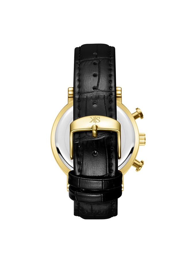 KENNETH SCOTT Kenneth Scott K23151-GLBW Men Chrono & Multi Function Display Watch & Genuine Leather  Strap Black  - Image 3