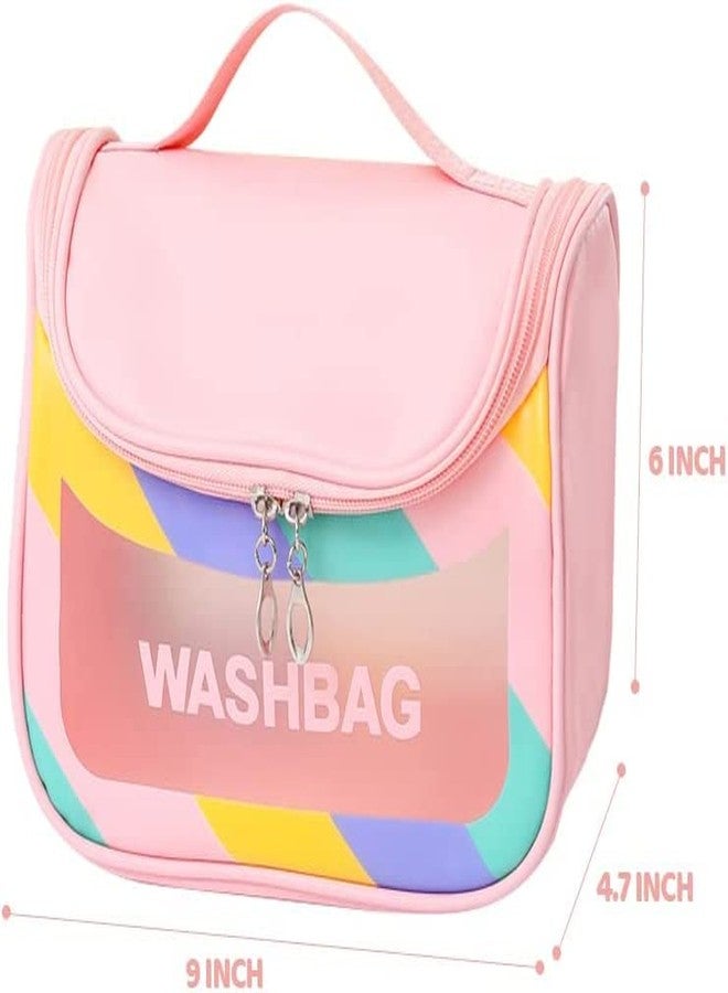 Flywind Hanging Toiletry Bag, Clear Toiletry Carry Pouch, Waterproof Toiletry Travel Bag for Men and Women, Cosmetic Makeup Bag, Toiletry Wash Storage Bag for Travel Cosmetic Bathroom (Pink) - Image 2