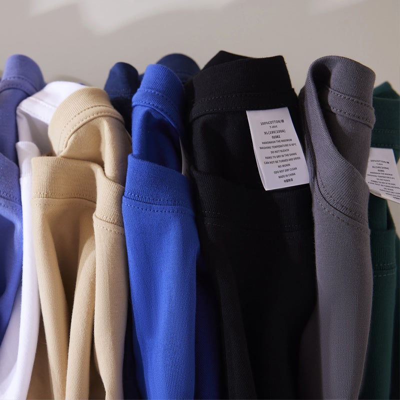 Pod Heavy-Duty Short-Sleeve T-Shirt Summer Crew Neck 230G Pure Cotton Tee Small Neckline Solid Color Unisex Regular Shoulder T-Shirt - Image 5
