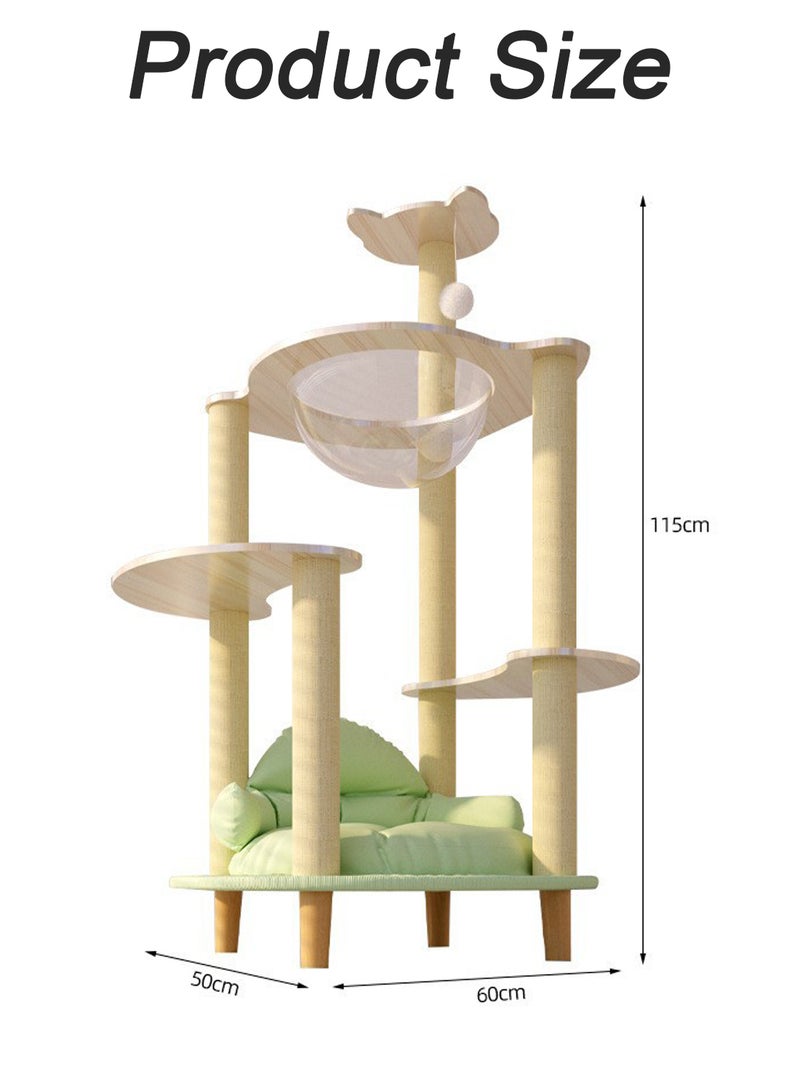 Kidle Wooden Pet Cat Climbing Frame Cat Tree Toy With Cat House Cat Jumping Platform Claw Scratching Post 50*60*115cm - Image 2