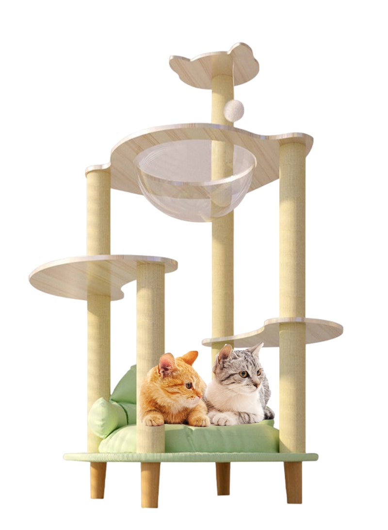 Kidle Wooden Pet Cat Climbing Frame Cat Tree Toy With Cat House Cat Jumping Platform Claw Scratching Post 50*60*115cm - Image 1