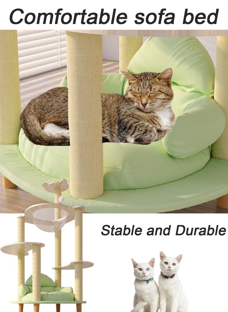Kidle Wooden Pet Cat Climbing Frame Cat Tree Toy With Cat House Cat Jumping Platform Claw Scratching Post 50*60*115cm - Image 4