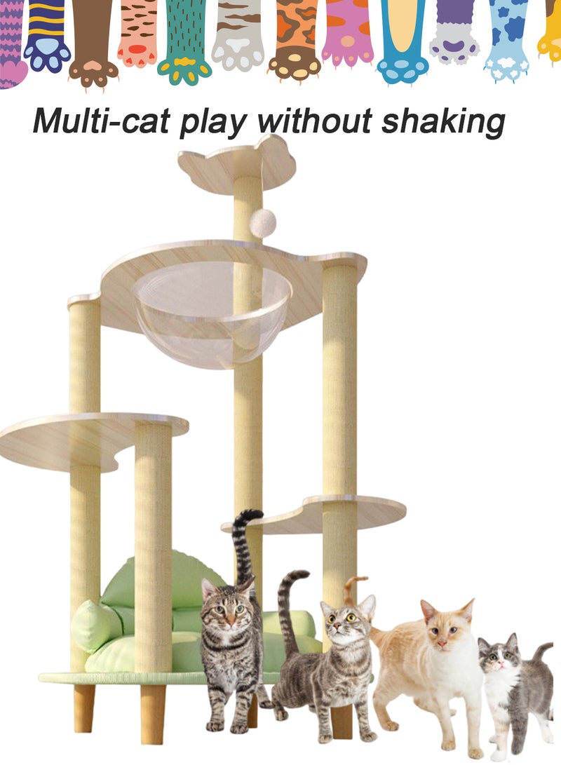 Kidle Wooden Pet Cat Climbing Frame Cat Tree Toy With Cat House Cat Jumping Platform Claw Scratching Post 50*60*115cm - Image 5
