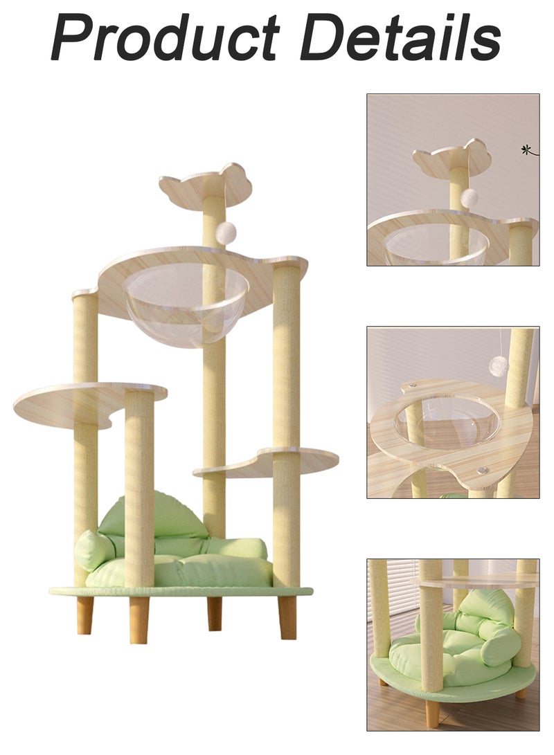 Kidle Wooden Pet Cat Climbing Frame Cat Tree Toy With Cat House Cat Jumping Platform Claw Scratching Post 50*60*115cm - Image 3