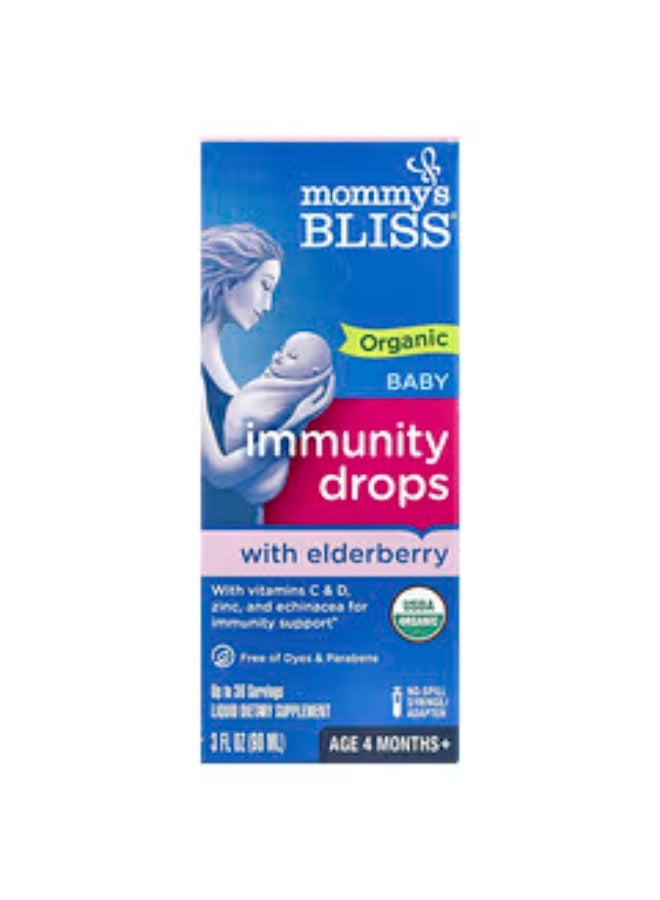Mommy's Bliss, Organic Baby Immunity Drops With Elderberry, Age 4 Months+, 3 fl oz (90 ml) - Image 1
