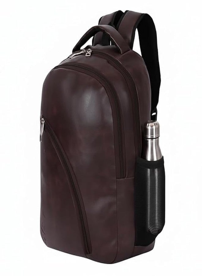 Treggo Leather Laptop Backpack Combo for Men, Brown & Burgundy Backpack Set, Multi-Compartment Office Travel College Bag with Zipper Pockets, Durable Business Laptop Backpack Pack of 2 - Image 5