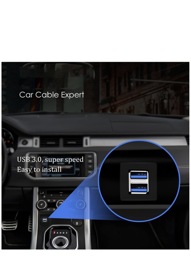 Excefore Dual Ports Square USB 3.0 Panel Flush Mount Extension Cable with Buckle for Car Truck Boat Motorcycle Dashboard-3ft - Image 3