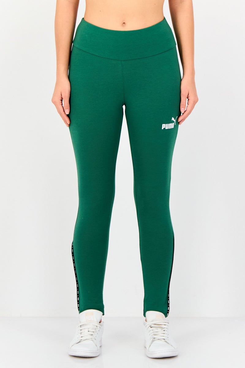 PUMA ليغينغز تدريب ضيقة تناسب النساء بشعار العلامة التجارية، أخضر - Image 1