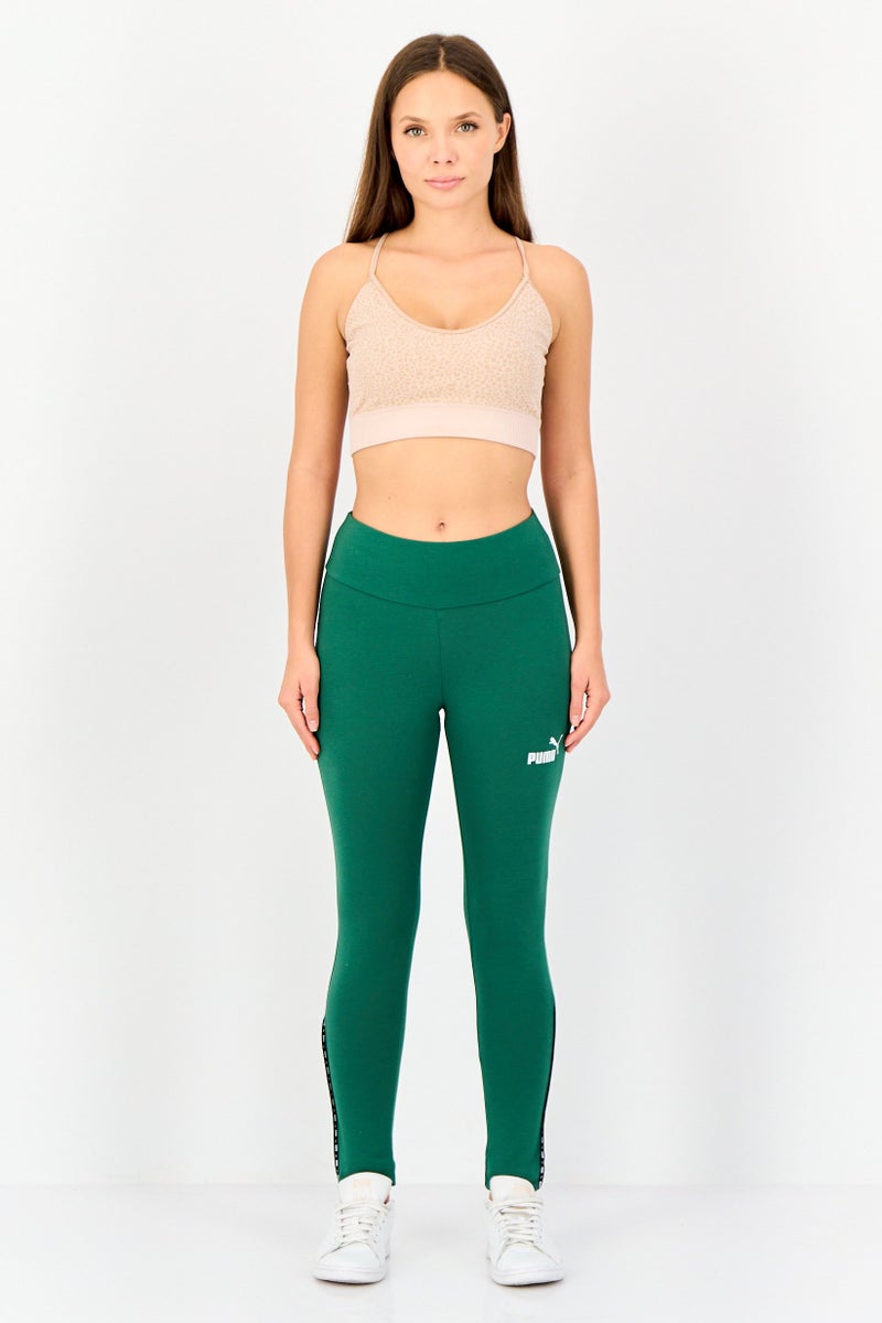 PUMA ليغينغز تدريب ضيقة تناسب النساء بشعار العلامة التجارية، أخضر - Image 3