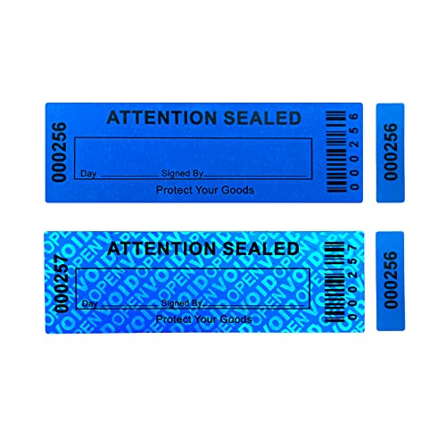 ILMBVM Security Warranty Void Stickers Non Transfer Tamper Evident Labels Triple Serial Numbers Seal Sticker Large 35x120 mm(50PCS,Blue) - Image 1