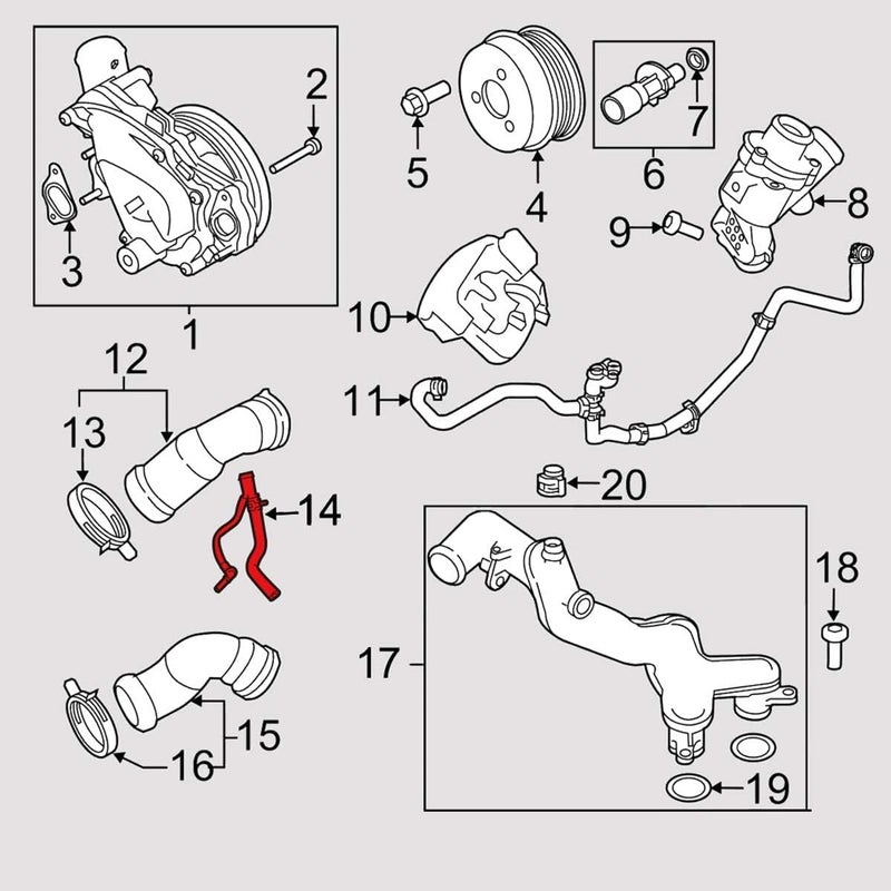 AIB2C Water Pump Hose Throttle Body Heater Cooling Hose LR012636 for 2010-2013 Land Rover Range Rover Sport - Image 2