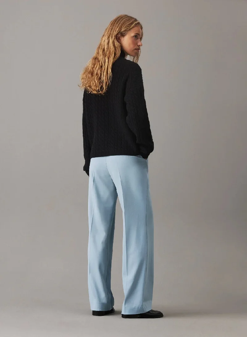 CALVIN KLEIN Wide Leg Stretch Wool Trousers
