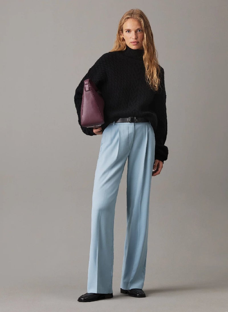 CALVIN KLEIN Wide Leg Stretch Wool Trousers - Image 4