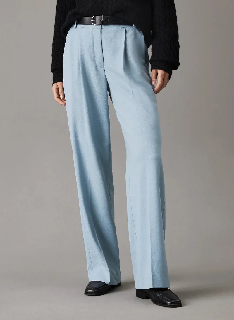 CALVIN KLEIN Wide Leg Stretch Wool Trousers