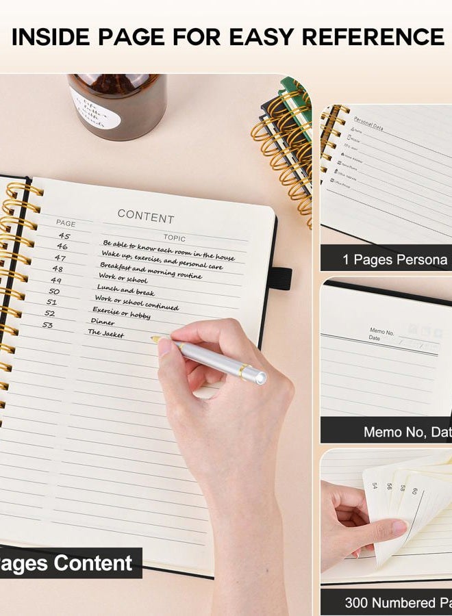 PERCUN Large Spiral Notebook with 300 Numbered Pages - B5 Spiral Journal for Writing, College Ruled Lined Pages, Work & School Notebook for Men & Women,hardcover Leather Notebook 7" x 10" - Image 5