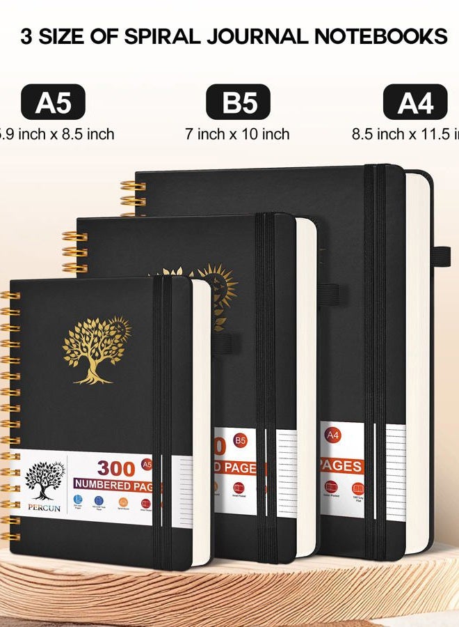PERCUN Large Spiral Notebook with 300 Numbered Pages - B5 Spiral Journal for Writing, College Ruled Lined Pages, Work & School Notebook for Men & Women,hardcover Leather Notebook 7" x 10" - Image 2