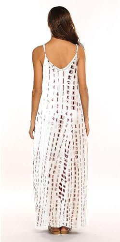 Supnier Maxi Dresses for Women 2025 Summer Casual Bohemian Spaghetti Strap Tropical Long Maxi Dress with Pockets (X-Large,AA-Coffee) - Image 3