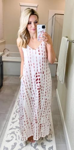 Supnier Maxi Dresses for Women 2025 Summer Casual Bohemian Spaghetti Strap Tropical Long Maxi Dress with Pockets (X-Large,AA-Coffee) - Image 4