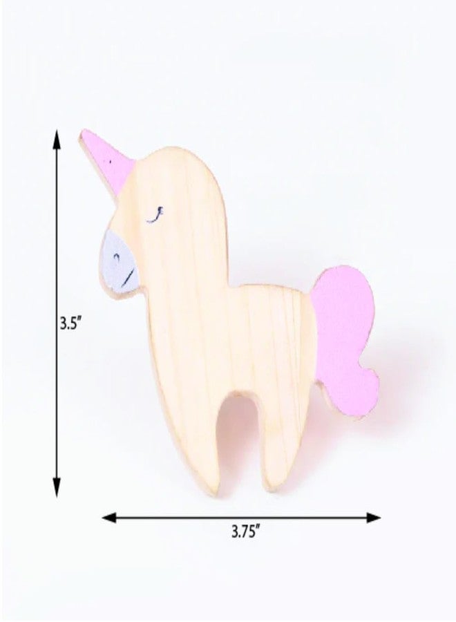 Look Mumma Pack of 5 Adorable Wooden Knobs (Rabbit, Cat, Unicorn, Elephant, Flamingo) - Image 3