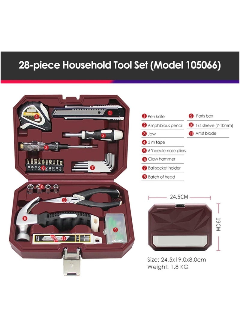 GGOOT Tool Box 10Pcs/28Pcs Mechanical Workshop Tools Set Home Repair Multi-tool Hand Tool Boxes Hardware Combination Kits for Metal Woodworking (Color : NRD105066 28Pcs) (Nrd105048 10pcs  - Image 5
