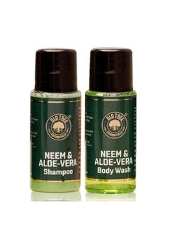 Old Tree Old Tree Aloe-Neem Bath Gel and Shampoo Combo 20ml Each - (Set of 50) | Hotel Toiletries Kit for Hotel Rooms, Guest House, Marriage Hall and Hospitality  - Image 1