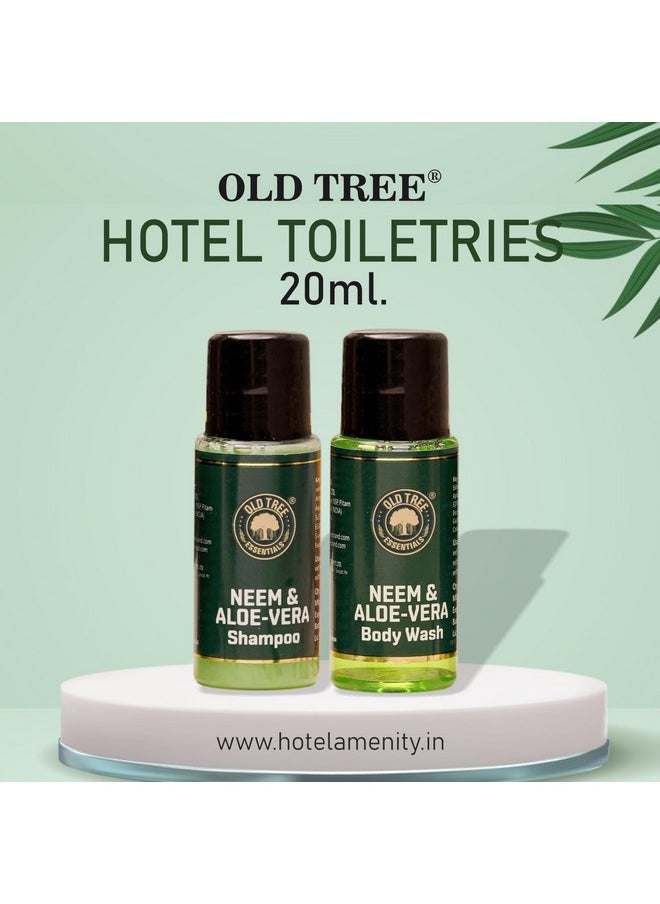 أولد تري مجموعة جل الاستحمام والشامبو من Old Tree Aloe-Neem بسعة 20 مل لكل منهما - (مجموعة من 50 قطعة) | مجموعة أدوات النظافة الفندقية لغرف الفنادق وبيوت الضيافة وقاعات الزفاف والضيافة  - Image 3