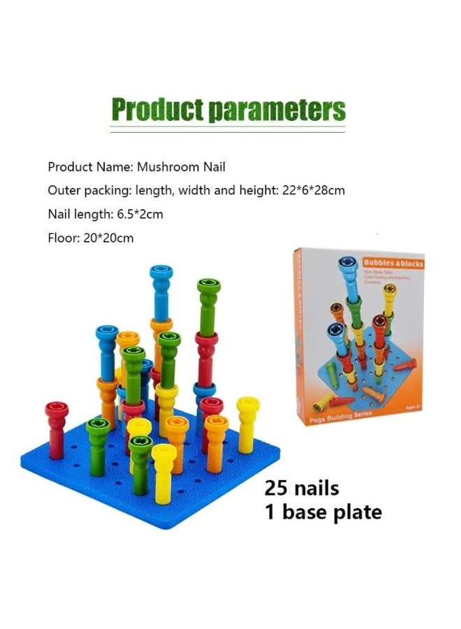 Peg Board Set Toys, Montessori Bubbles & Blocks Pegs Building Toy Suitable for Toddlers and Preschoolers - Image 3
