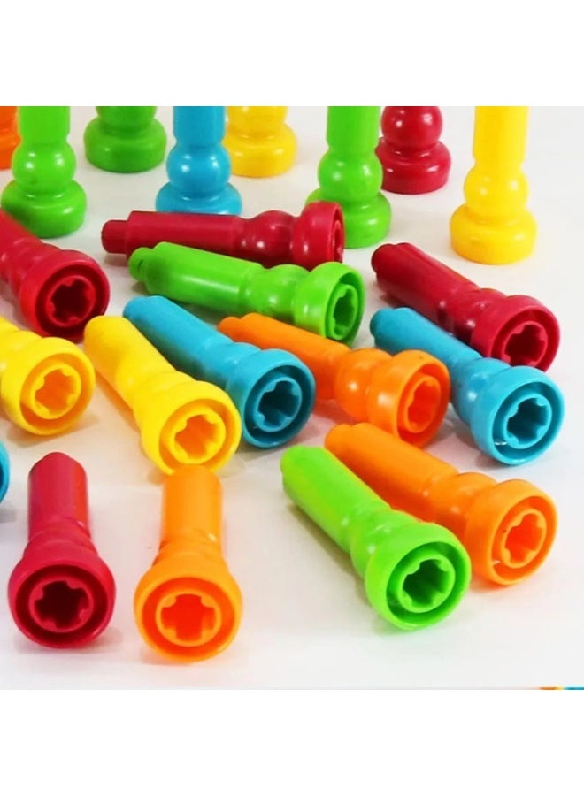 Peg Board Set Toys, Montessori Bubbles & Blocks Pegs Building Toy Suitable for Toddlers and Preschoolers - Image 4