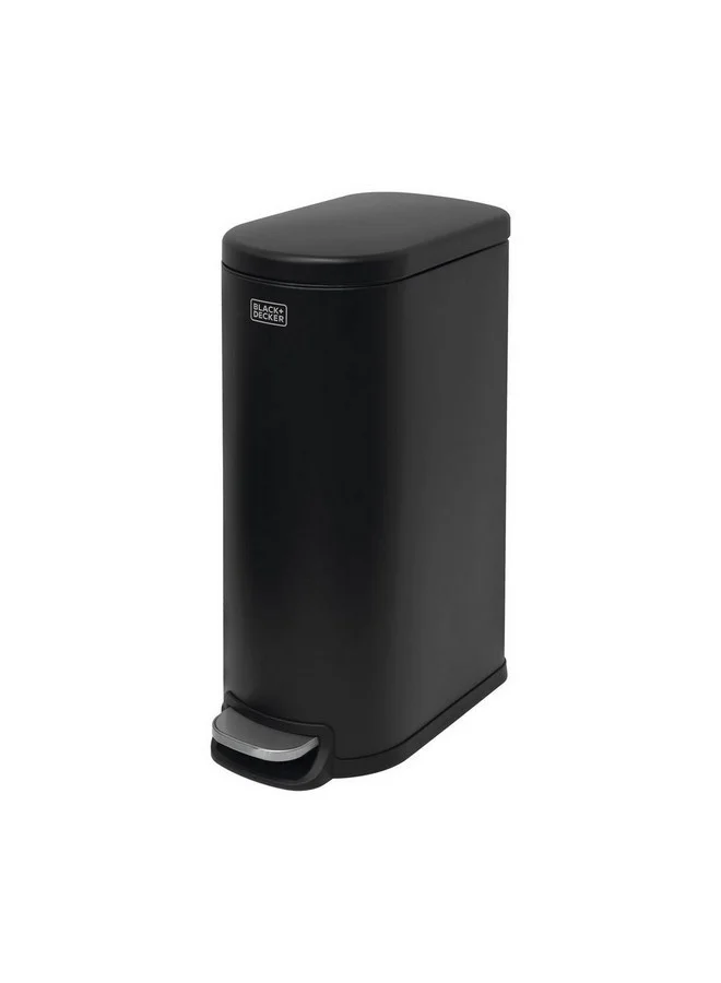 BLACK+DECKER D-Shaped Slim Line Pedal Trash Bin Black 30 L 61532