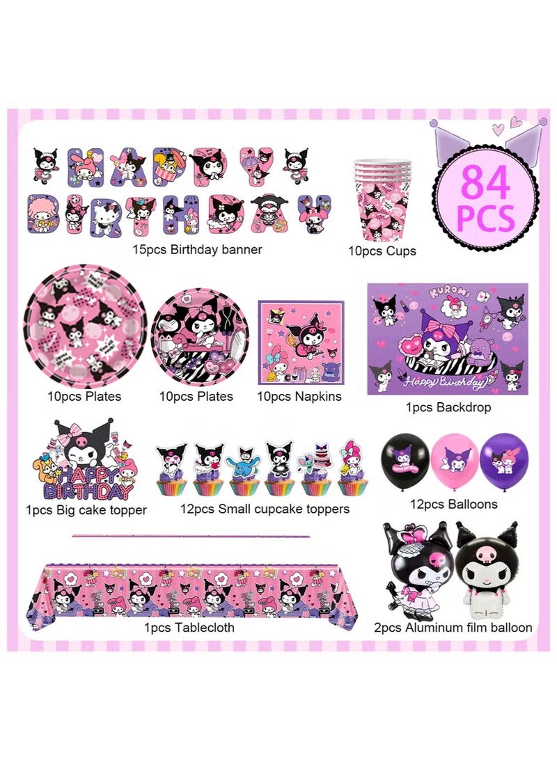 Kuromi Birthday Party Decorations, Kuromi Party Supplies Including Backdrop, Birthday Banner, Tablecloth, Balloons, Cake Toppers etc for Kuromi party decorations - Image 2