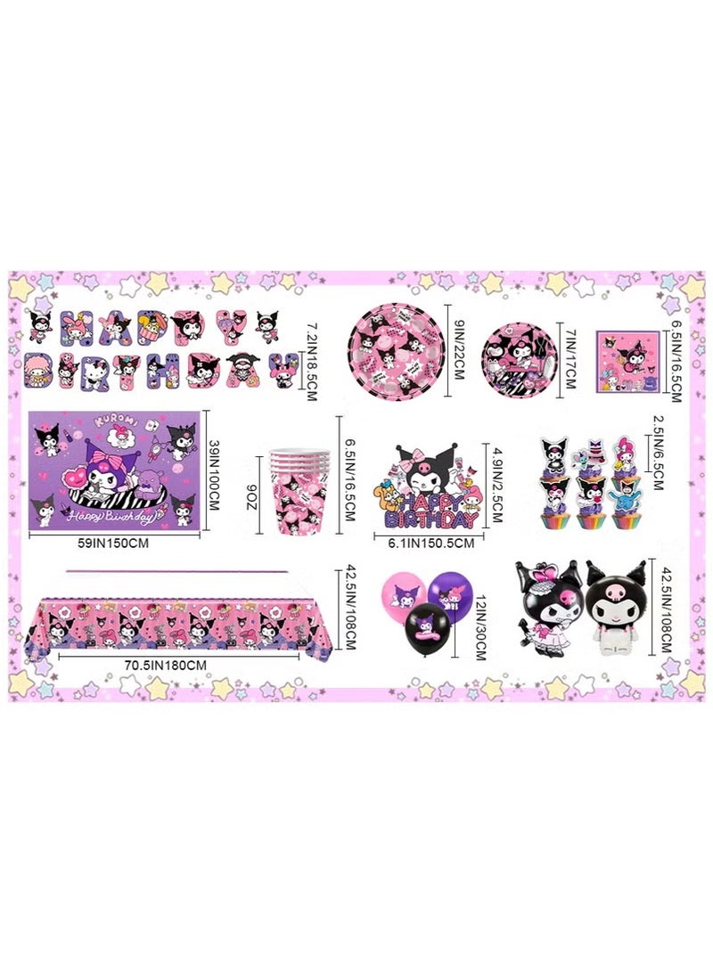 Kuromi Birthday Party Decorations, Kuromi Party Supplies Including Backdrop, Birthday Banner, Tablecloth, Balloons, Cake Toppers etc for Kuromi party decorations - Image 3
