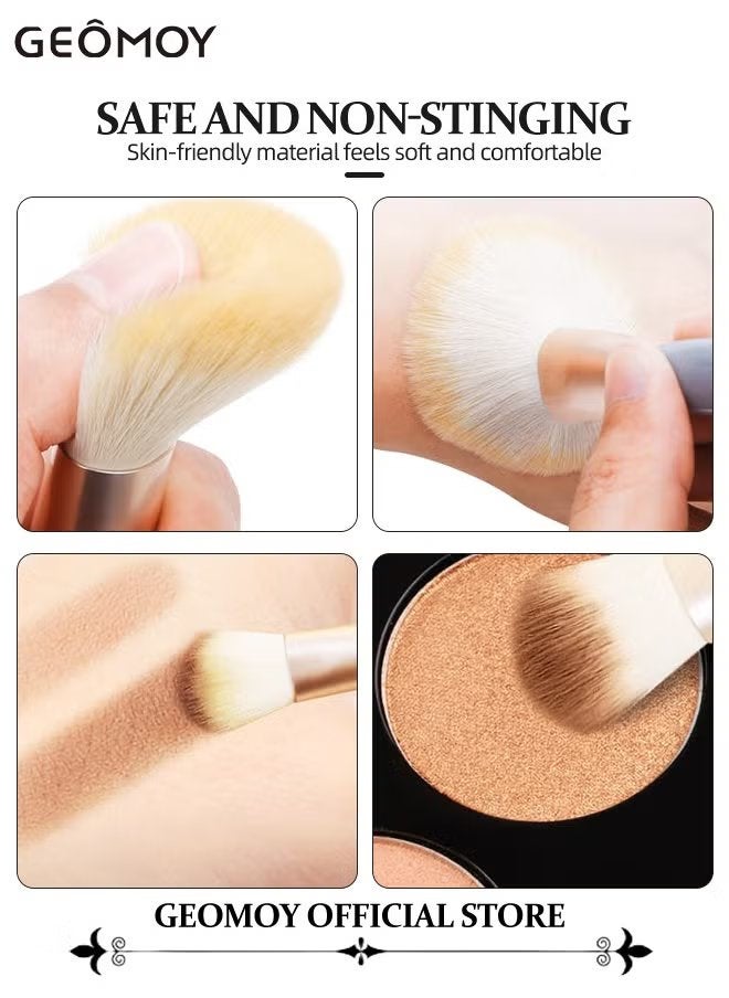 Geomoy Travel Size 5pcs Makeup Brushes Set Easy-Taken Mini Makeup Brush Set with Case & Mirror Small Complete Function Cosmetic Brushes Kit With 6pcs Triangle Powder Puff - Image 2