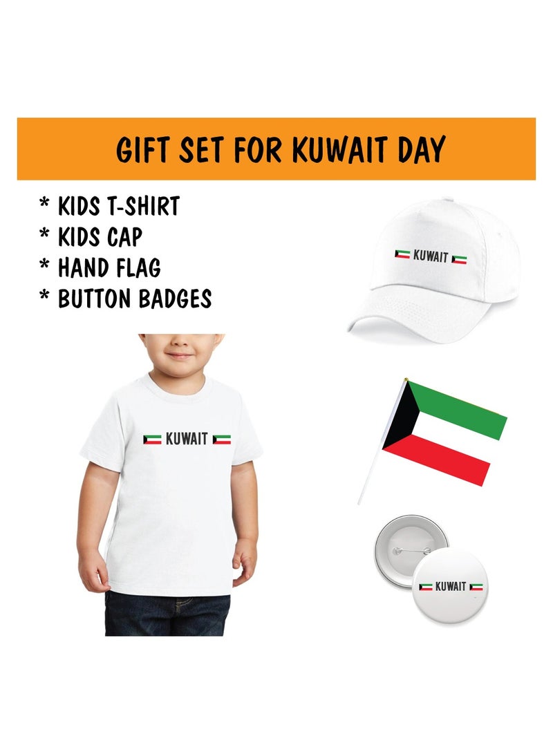 PRINTSHOP4ME Kuwait National Day Gift Set for Boys - T-Shirt - Cap - Badge and Flag Set - Celebrate Kuwait National Day with this Kids Combo Pack in Style - Image 2