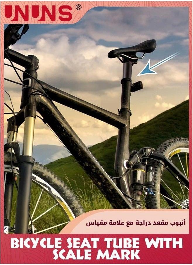 UNUNS Bike Seat Posts,28.6x350mm Bicycle Seatpost With Scale Mark,Premium Aluminum Alloy Tube,Universal Cycling Replacement+Tools+Waterproof Cover,For MTB MTN BMX Mountain Road  - Image 5