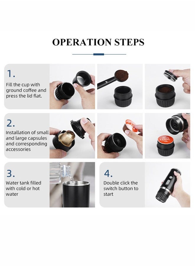 Joshberg 2 IN 1 Portable Espresso Machine, 15 Bar Pressure Electric Espresso Maker,Coffee Maker, USB C & Car Charger, Compatible with Capsules & Ground Coffee,Non heating  - Image 3