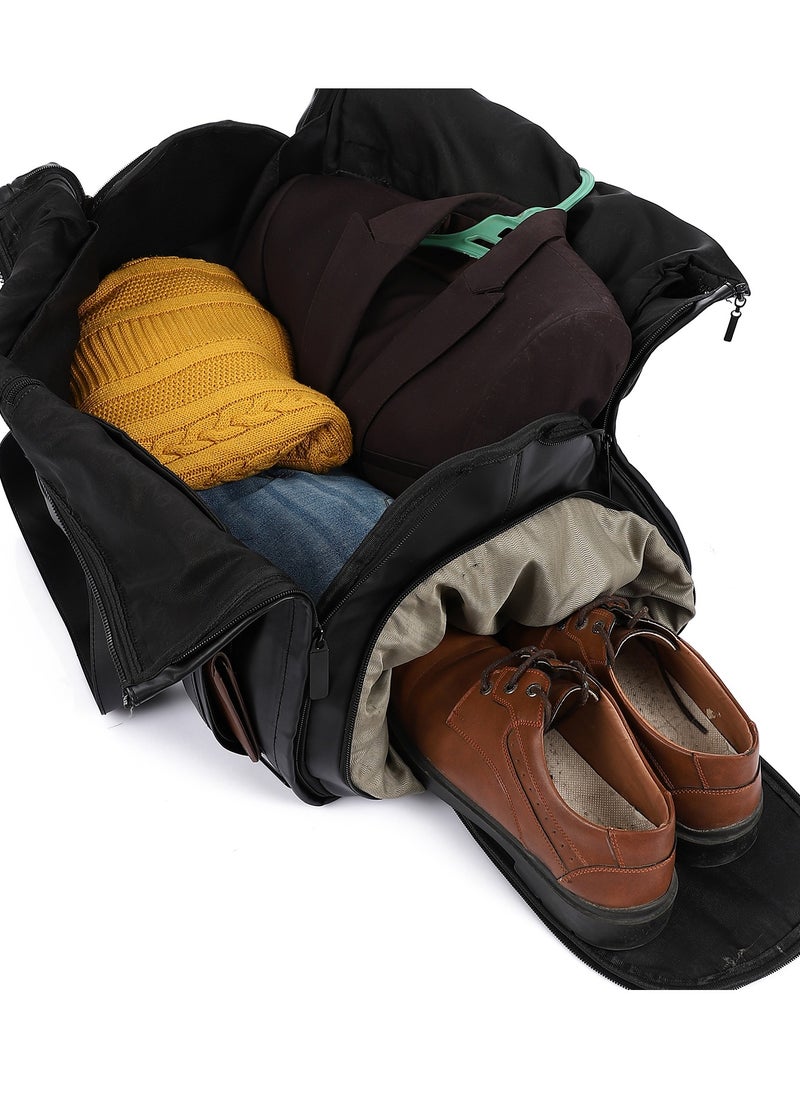 Crossland CROSSLAND Multifunctional Convertible Garment Duffel Bag Suit Storage Bag With Shoe Pouch Large Capacity Carry On Luggage For Travel -Black  - Image 5