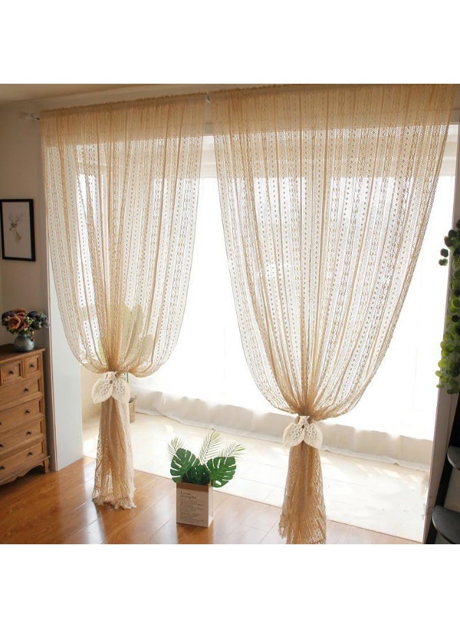 Goolsky 2 Pack Leaf Lace Curtain Tie Backs, Hand Woven Cotton Rope Tie Backs, Decorative Adjustable Curtain Drapes Tie Backs for Curtains Home Bedroom Office Balcony - Image 3