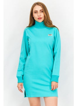 FILA Women Sportswear Fit Brand Logo Muck Neck Midi Dress, Dusty Blue  - Image 1
