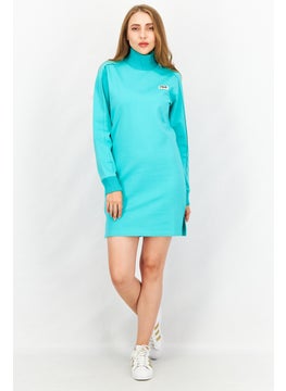 FILA Women Sportswear Fit Brand Logo Muck Neck Midi Dress, Dusty Blue  - Image 4