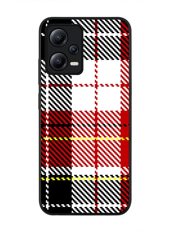Stylizedd Rugged Black edge case for Poco X5 / Redmi Note 12 5G Slim fit Soft Case Flexible Rubber Edges Anti Drop TPU Gel Thin Cover - English Flannel - Image 1