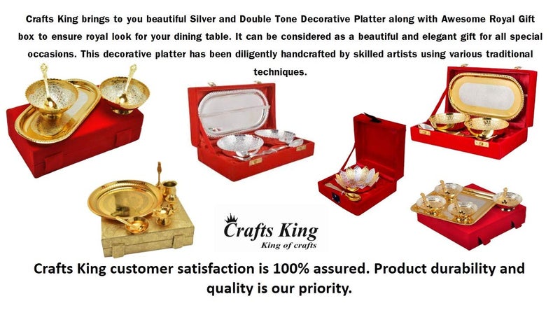 CRAFTS KING SilverGold Plated Round Bowl Set with Awesome Gifts Box Capsul 5 Pieces Set of 5 - Image 4